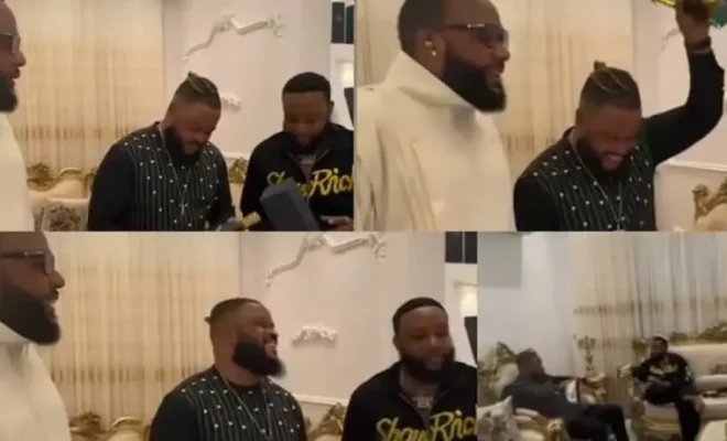 bbnaija whitemoney reaction as he hangs out with billionaire brothers e money and kcee video.jpg