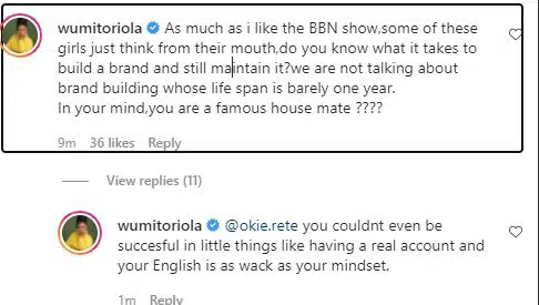 wunmi toriola drags bbnaijas ka3na for disrespecting nollywood stars