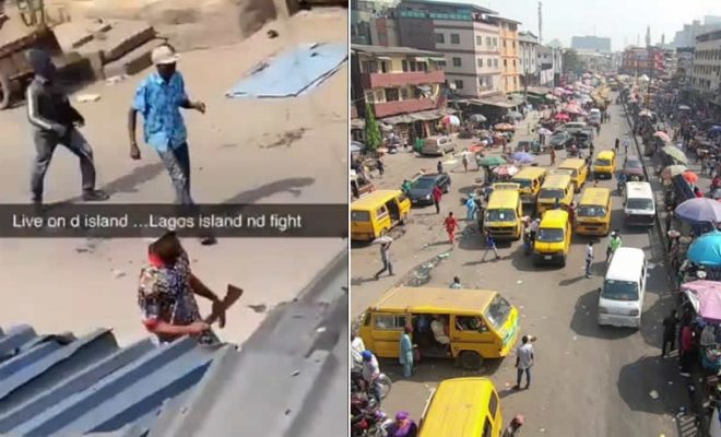 fierce gun battle in idumota as hoodlums clash streets markets deserted video