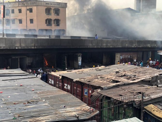 breaking fire outbreak under eko bridge