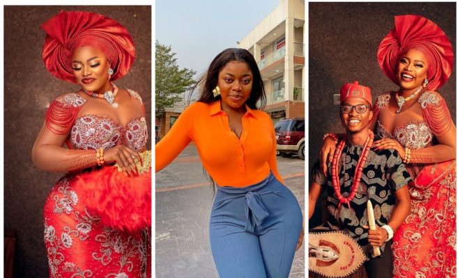 ‘Congratulations to my husband and I’ – Skit maker Ashmusy writes as she shares pre-wedding photo