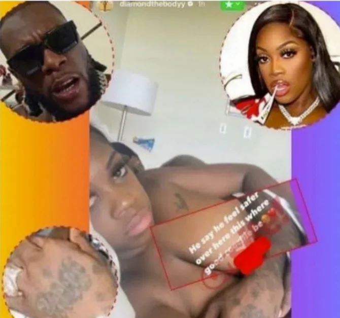 Burna Boy Seen In Bed With Jamaican Musician, Diamond The Body