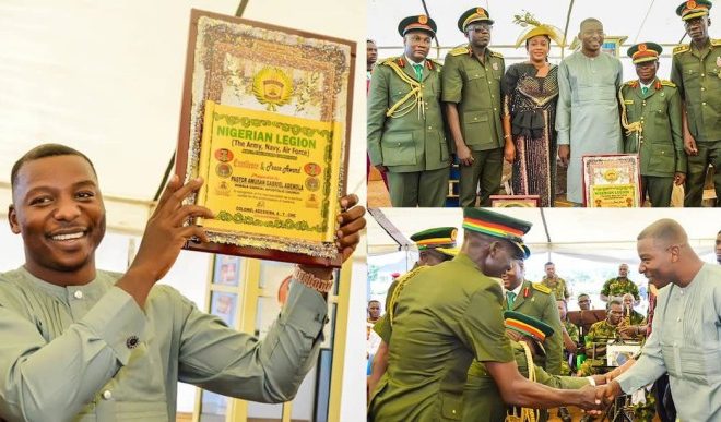 the nigeria legion army navy airforce honored pastor gabriel with the award of 22excellence and peace