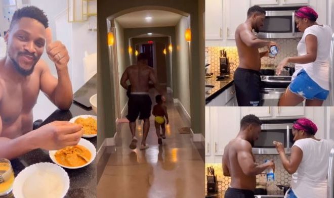 let singles breath video of tobi bakre with his heavily pregnant wife anu and son sparks overwhelming reactions watch