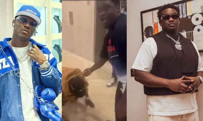 moment singer spyro prostrated to greet his senior colleague wande coal at an event in the us video